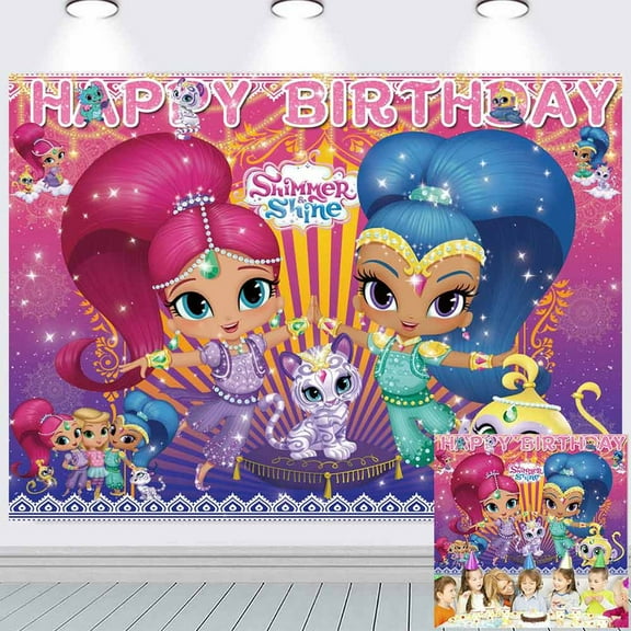 Shimmer and Shine Backdrop Banner Party Supplies Post Birthday Decorations Background for Photography Taspestry