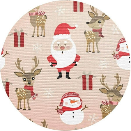 

Hyjoy Cute Santa Deer Placemats 4Pcs Holidays PVC Weave Place Mats Table Mats Non-Slip Easy to Clean for Home Kitchen BBQ Party Table Decor 15.4×15.4in