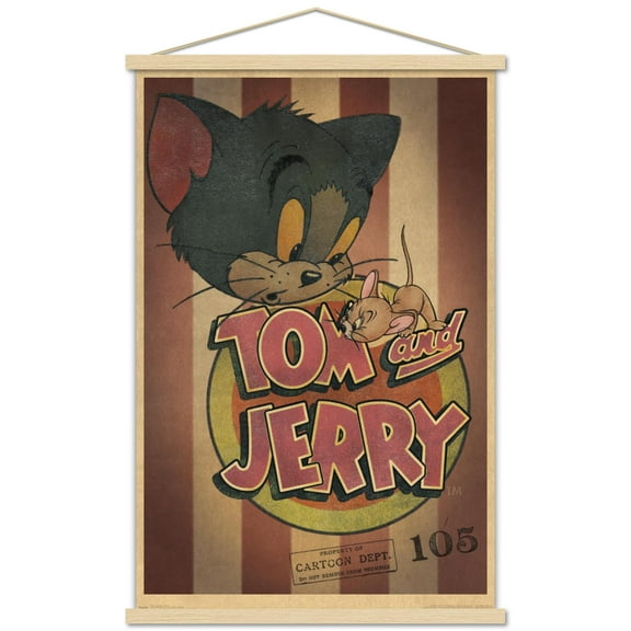 Tom And Jerry - Stripes Wall Poster with Wooden Magnetic Frame, 22.375" x 34"