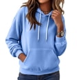 thumbnail image 5 of Women's Pullover Hoodie Cozy Streetwear Sweatshirt with Drawstring Hood Kangaroo Pocket Relaxed Fit Hoodies, L, 5 of 5