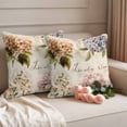 thumbnail image 2 of Spring Hydrangea Floral Outdoor Waterproof Pillow Covers, Vintage Botanical Flowers Decorative Square Throw Pillowcase Sofa Cushion Sham for Patio/Couch/Chair, 26"x26" 2 Pack, 2 of 8
