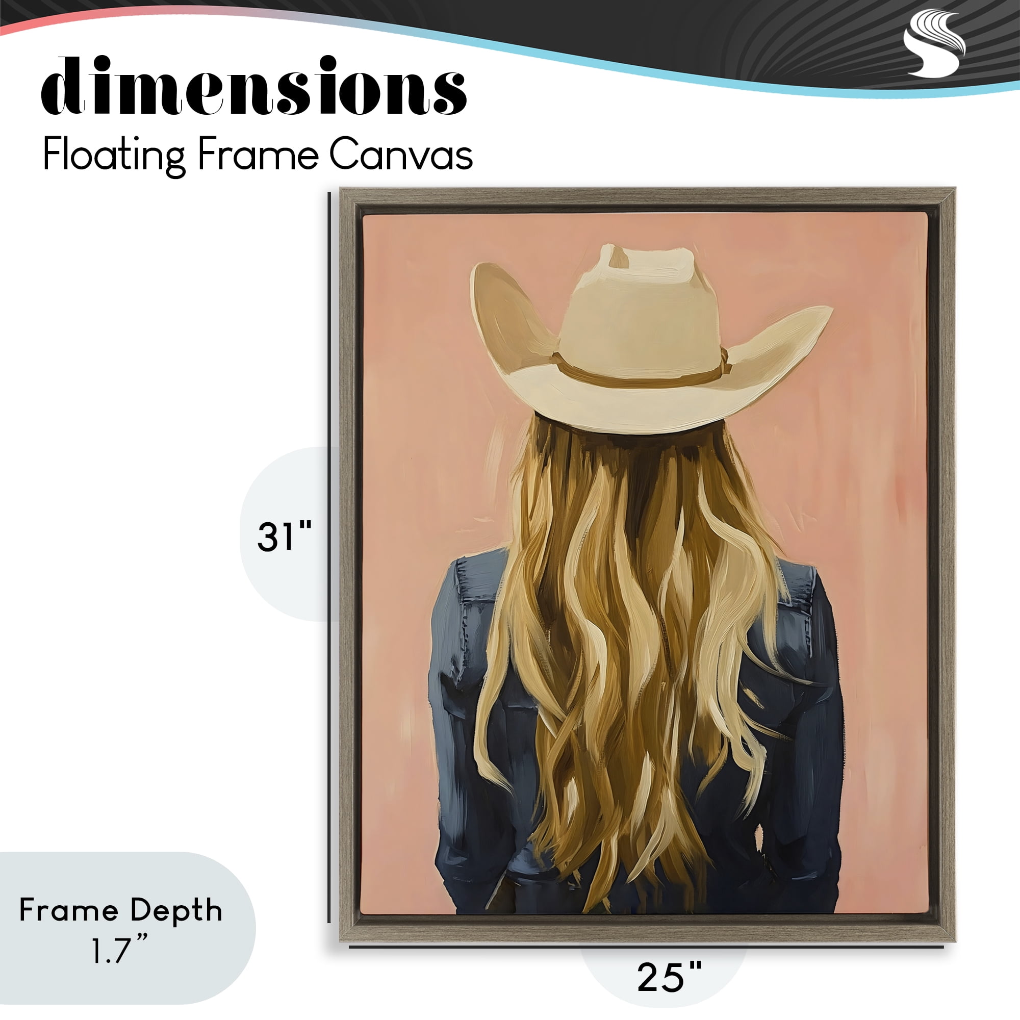 Stupell Industries Blonde Cowgirl Back View Brown Framed Floater Canvas Wall Art, design by The Prints Vibe
