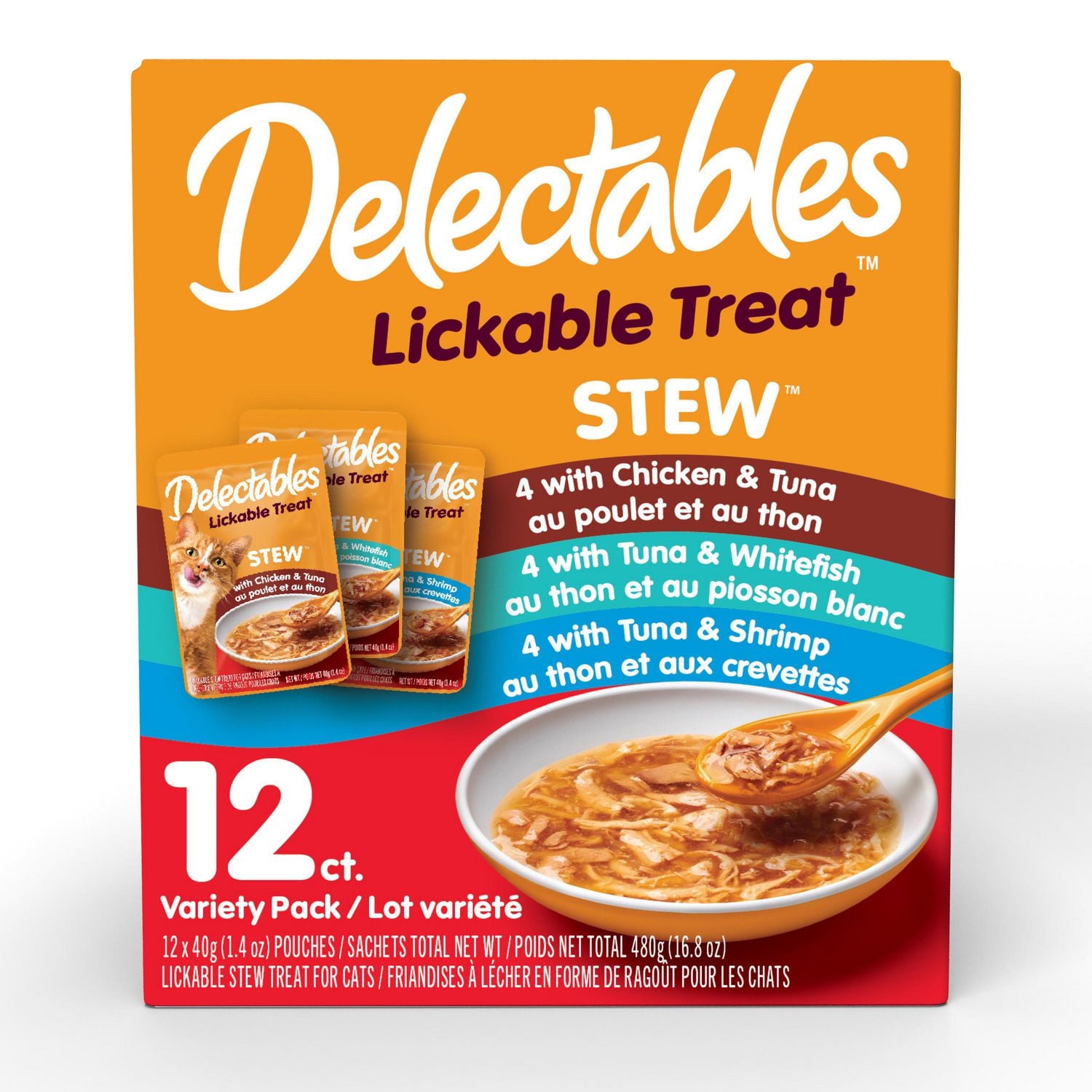 Delectables Lickable Stew Cat Treats 12 Count Variety Pack