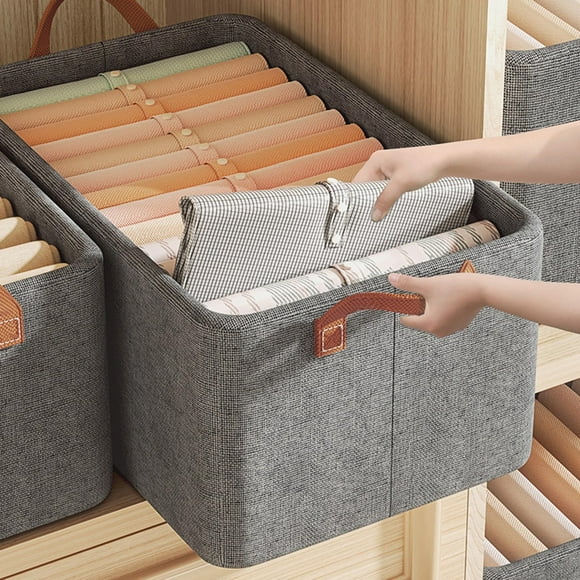 HomeNest Boîte de Rangement Pliable en Acier 47*28*20cm26L: Organisateur de Vêtements Portable avec Tissu Renforcé et Cadre en Métal Capacité 26L