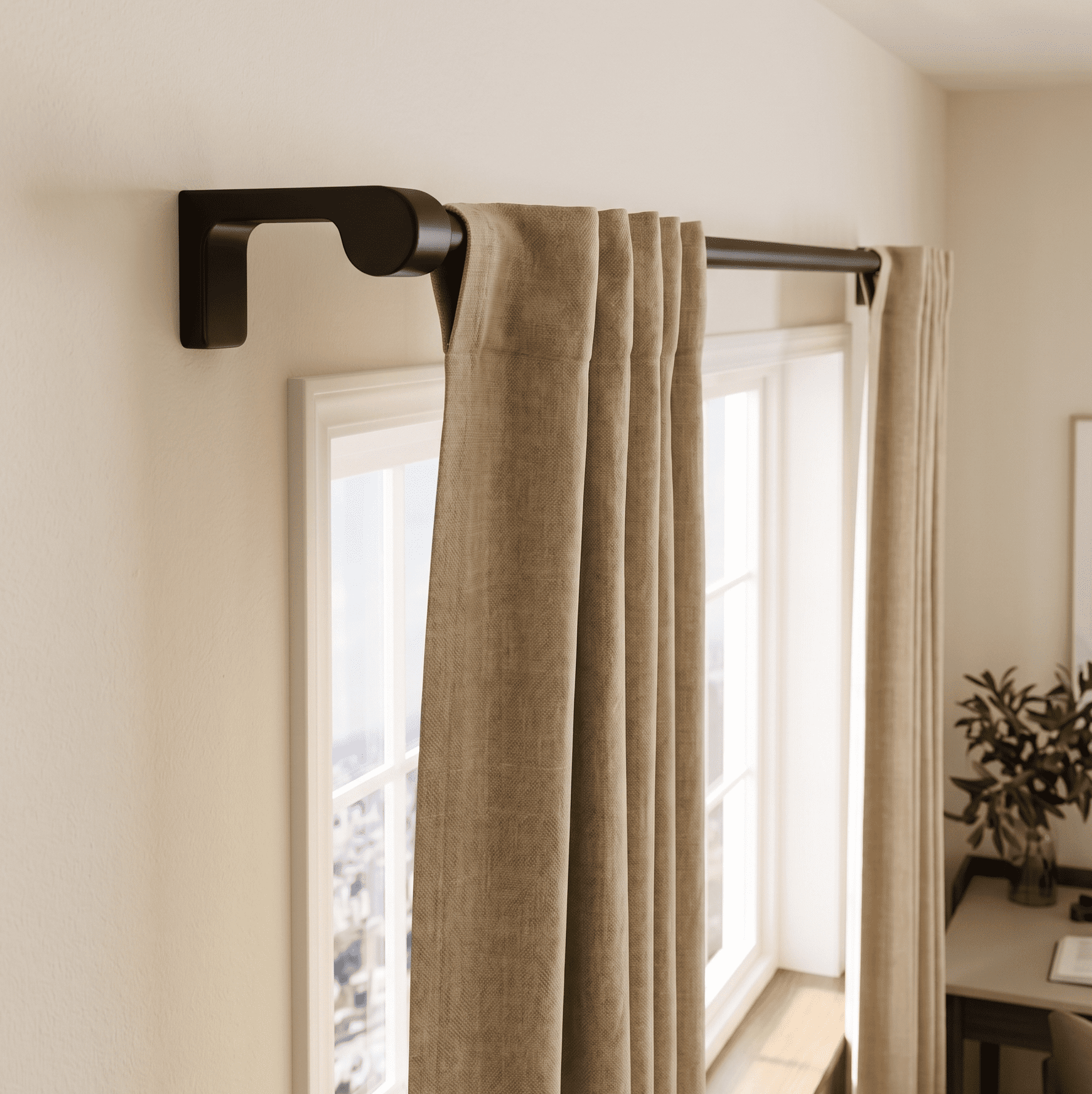 Mainstays 1/2" Matte Black Minimal Curtain Rod, 28"-48"