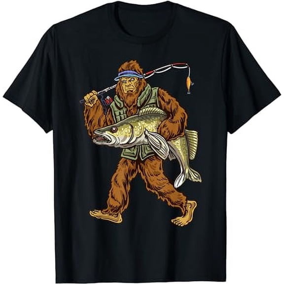 Walleye Fishing Sauger Hunting Bigfoot Fishermen T-Shirt