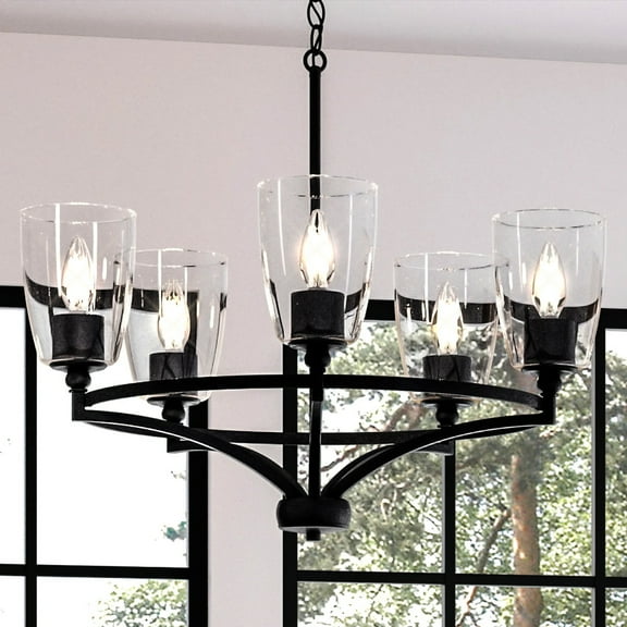 Luxury Tranditional Chandelier, 12.5H x 25.25W, with Transitional Style, Midnight Black, UHP4273 by Urban Ambiance