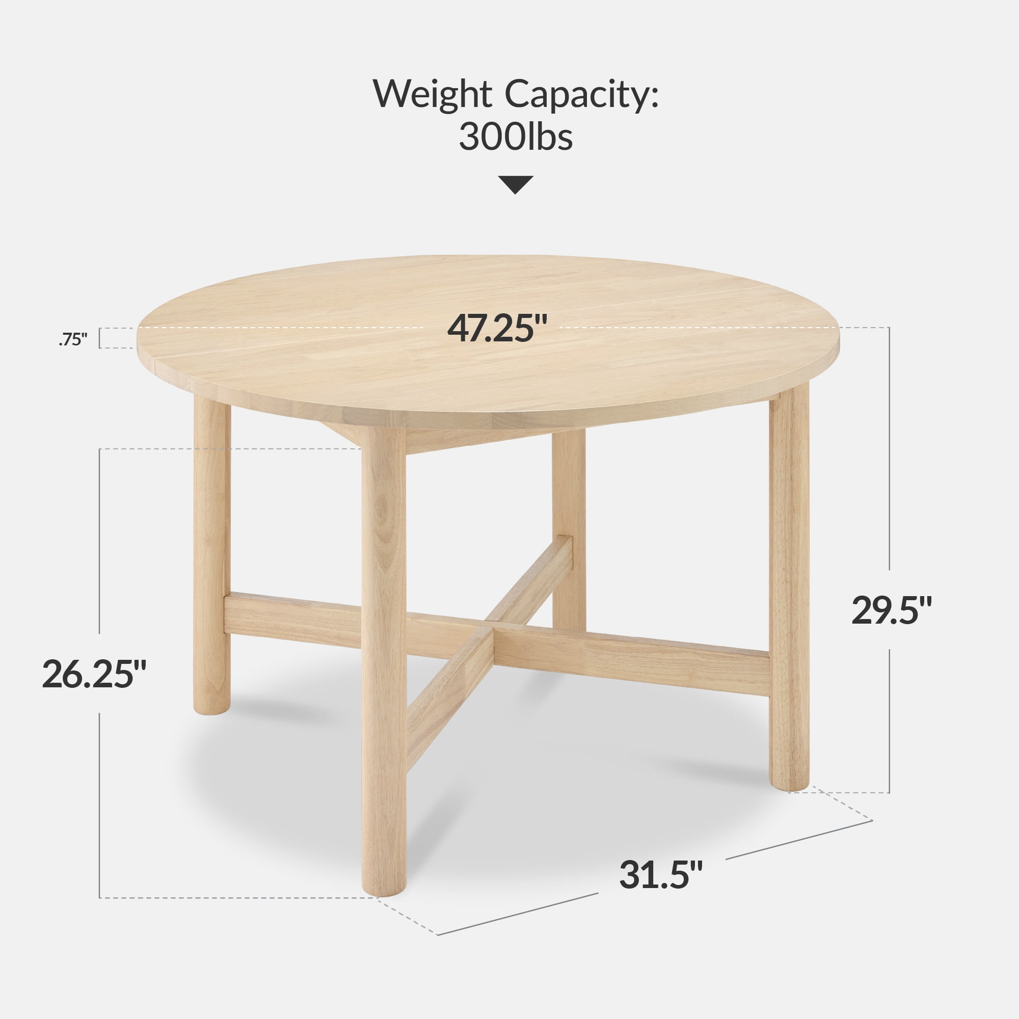 Best Choice Products 47In Round Solid Wood Dining Table, Modern Farmhouse Table For 4, Space Saving, Easy Assembly - Natural