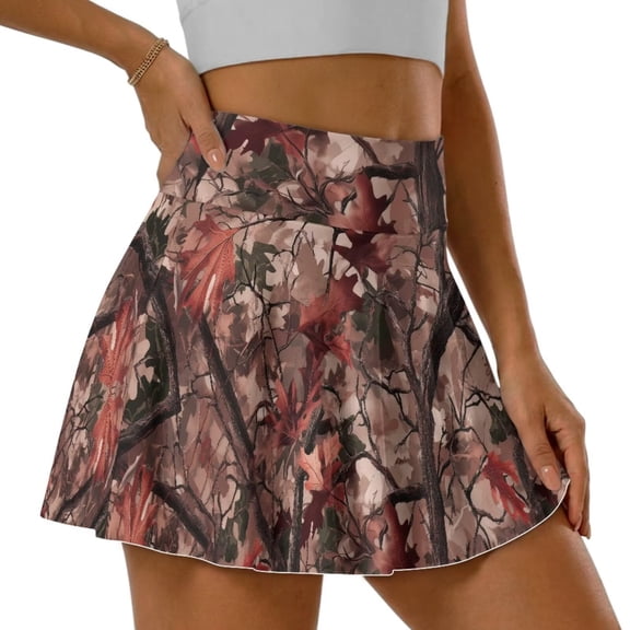 FUIALDOLG Camouflage Hunting Womens Tennis Skirt High Waisted Athletic Skorts with Pocket Inner Shorts Women Lady Workout Running Pickleball Activewear,S