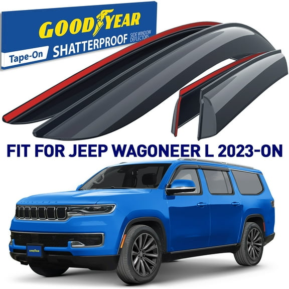 Goodyear Shatterproof Window Deflectors for Jeep Wagoneer L 2023-2025, Tape-on Rain Guards, Window Visors, Vent Deflector Visor, Car Accessories, 4 pcs. - GY008894