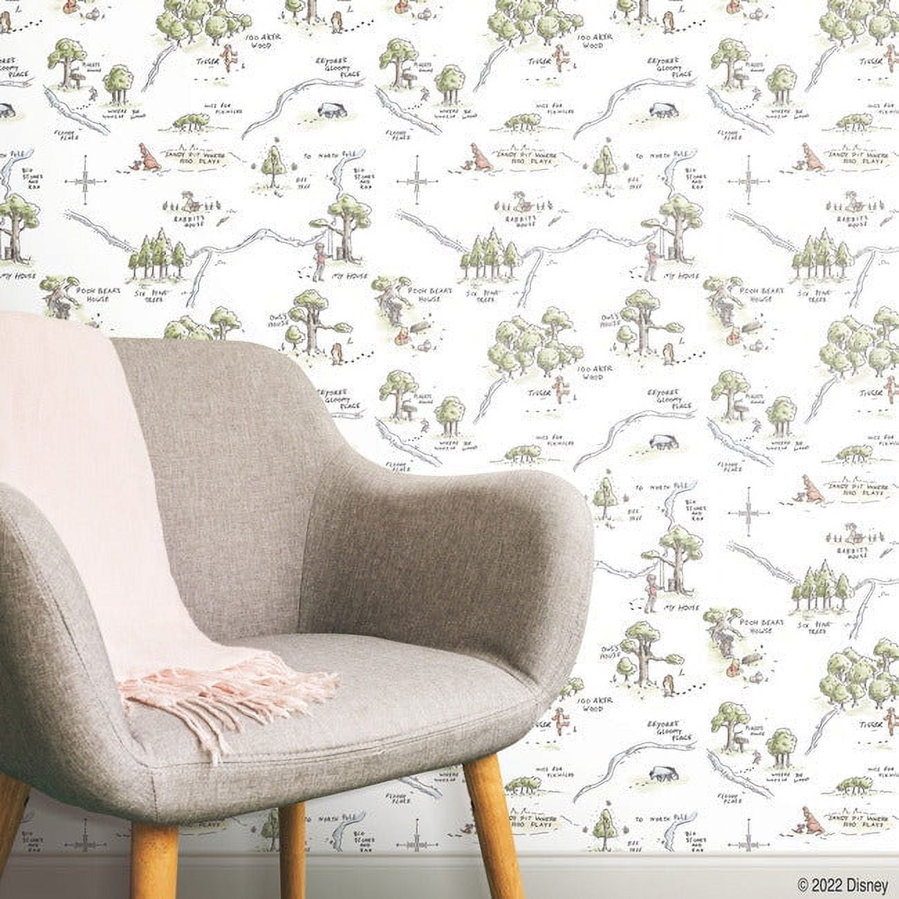 RoomMates Multi, Winnie The Pooh 100 Acre Wood Map Wallpaper