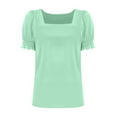 thumbnail image 5 of Short Sleeve Shirts for Women, Xunlbb Women's Casual Solid Square Neck Loose Short Sleeve T-shirt Blouses(Mint Green,S), 5 of 7
