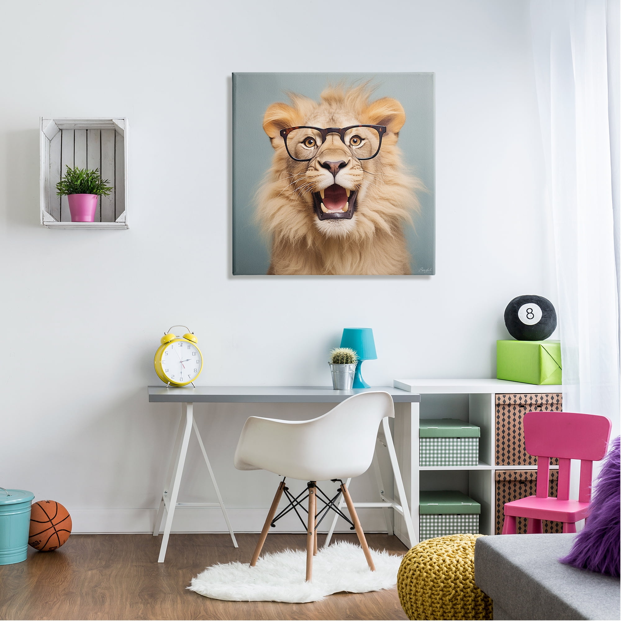 Stupell Industries Roaring Lion in Glasses - Wildlife Wall
