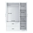 thumbnail image 3 of 3 Door White Wardrobe Closet Armoire, Bedroom Storage Cabinet with 2 Drawers, Hanging Rod & Shelves, Modern Clothes Organizer for Small Space Apartment Dorm, 3 of 8
