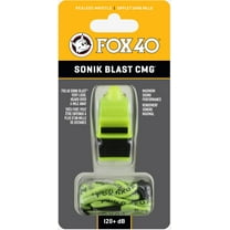 Fox 40 Sonik Blast CMG 3-Chamber Pealess Whistle   Lanyard, Neon/Black