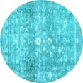 thumbnail image 1 of Ahgly Company Indoor Round Abstract Light Blue Contemporary Area Rugs, 7' Round, 1 of 4