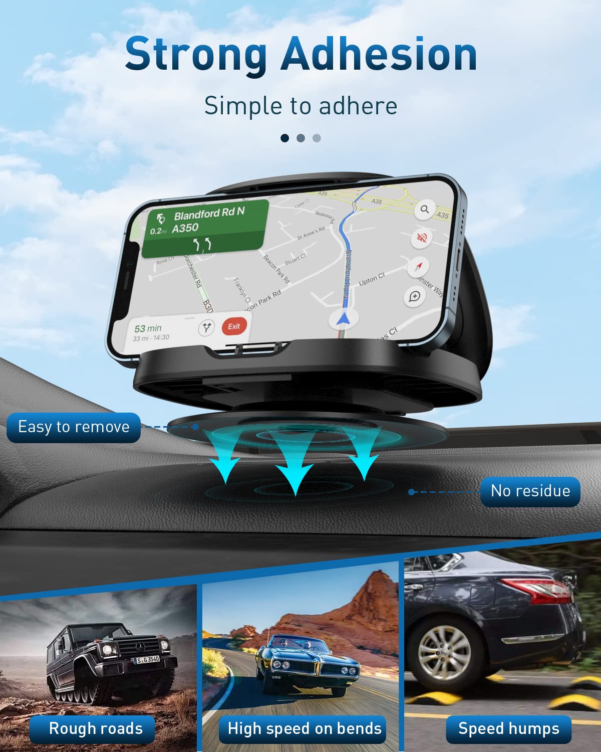 Joyeky Car Phone Mount with 360° Rotating Base, Black photo 2