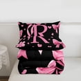 thumbnail image 5 of Erosebridal Pink Bows Girls Twin Comforter Sets,Letter R Monogrammed Bedding Set For Girls Kids,Reversible black,2 Pieces, 5 of 7