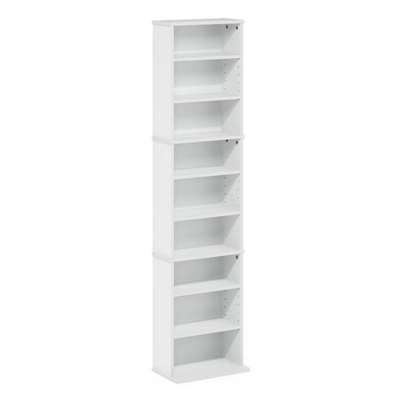 Pemberly Row 9-Shelf Multimedia Media Storage Tower Rack with Adjustable White