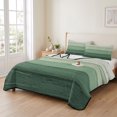 thumbnail image 2 of Twin XL Quilt Set 68''x98'', Turquoise Ombre Lightweight Summer Bedspread Coverlet Set with 2 Pillow Shams, Farmhouse Vintage Wooden Striped Breathable All Season Quilt Bedding for Dorm/Guest Room, 2 of 9