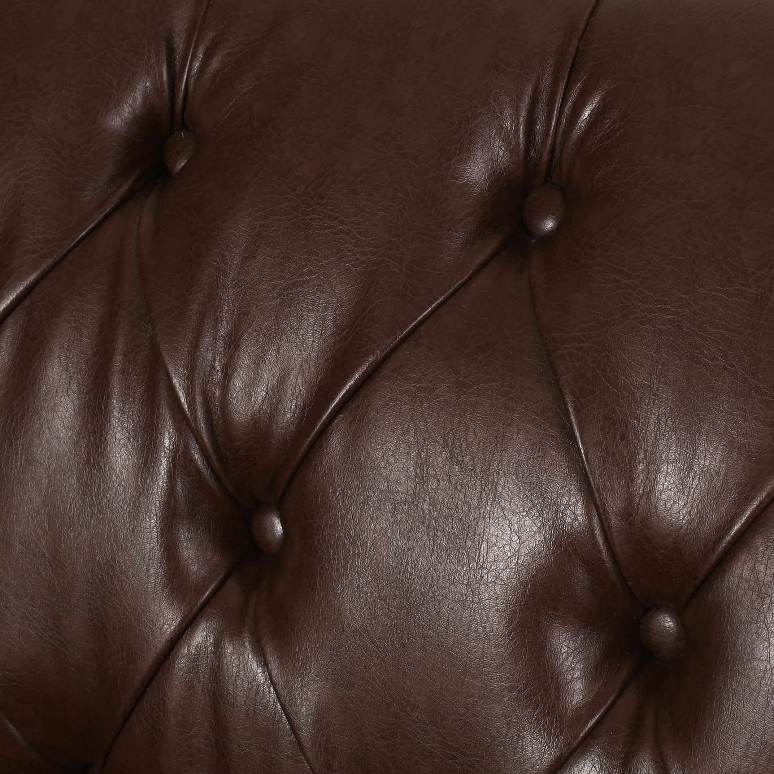 Noble House Derudder Indoor Upholstered Tufted Chaise Sectional, Dark Brown