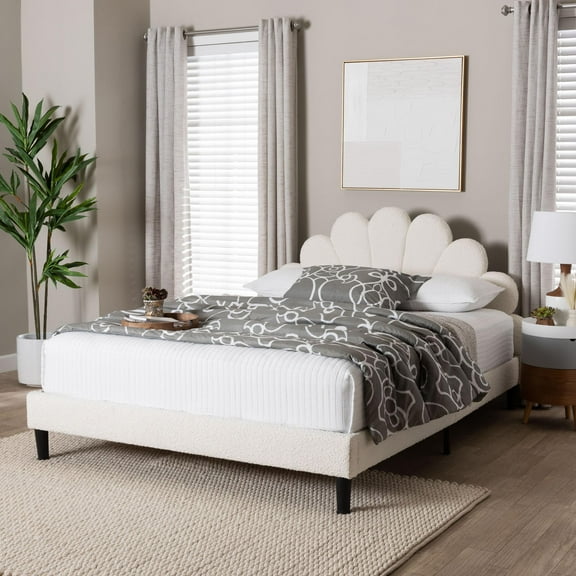 Baxton Studio Albion Modern Platform Bed, Queen, 63"W, Cream