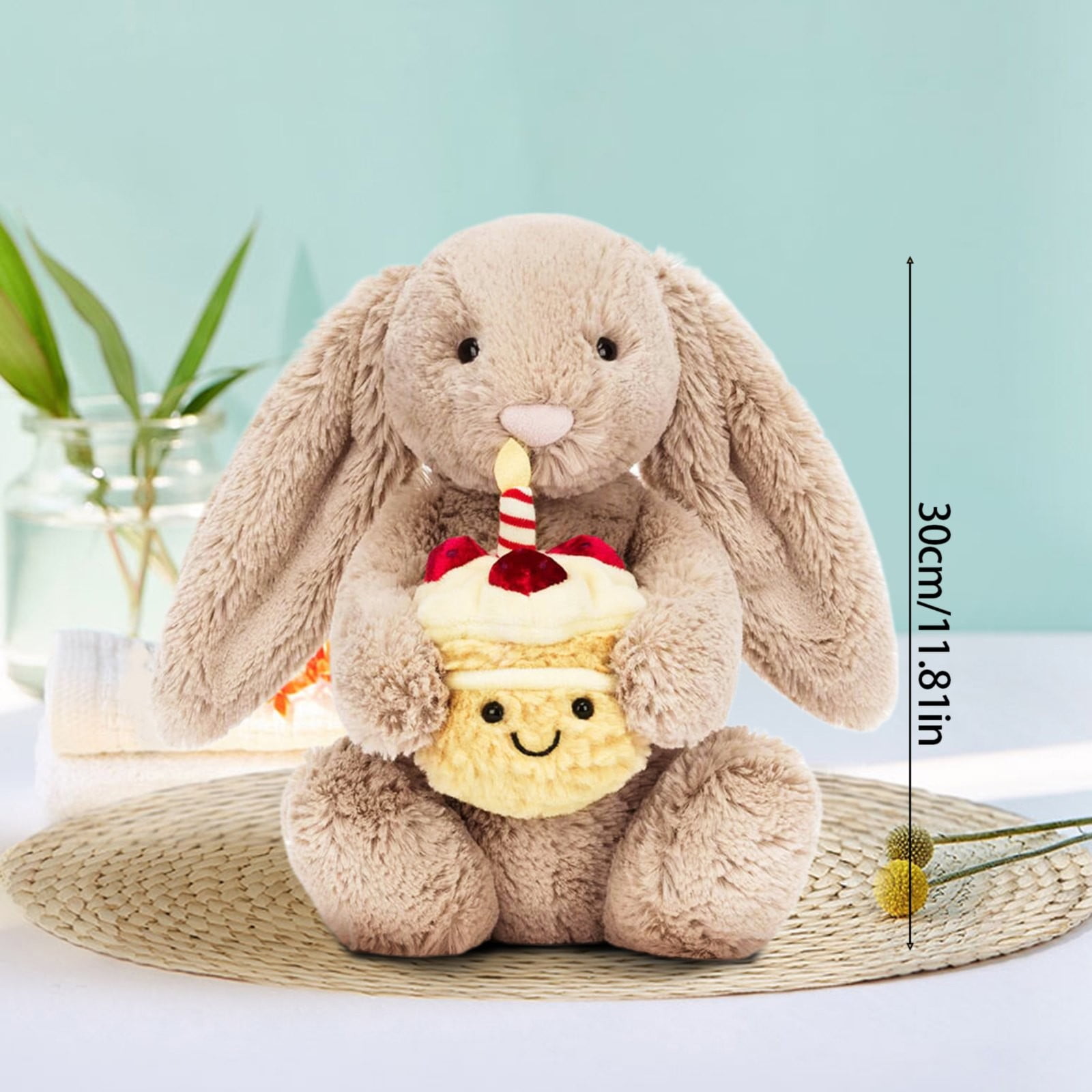 Jellycat Beige Bashful Bunny Birthday Plush - 11.8 Inch Rabbit with Cake Toy - Holiday Collectible for Kids Birthday Gift