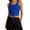 #0214-Blue, variant on Camisole Tops for Women Curved U Neck Sleeveless Front Lace Up Vertical Ribbed Knit Crop Tank Tops for Women Slim Fit Stretchy Soft Womens Tees