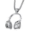 thumbnail image 3 of Collar con colgante de música DJ Qarigey para auriculares cadena de cuello largo color plata, 3 of 6