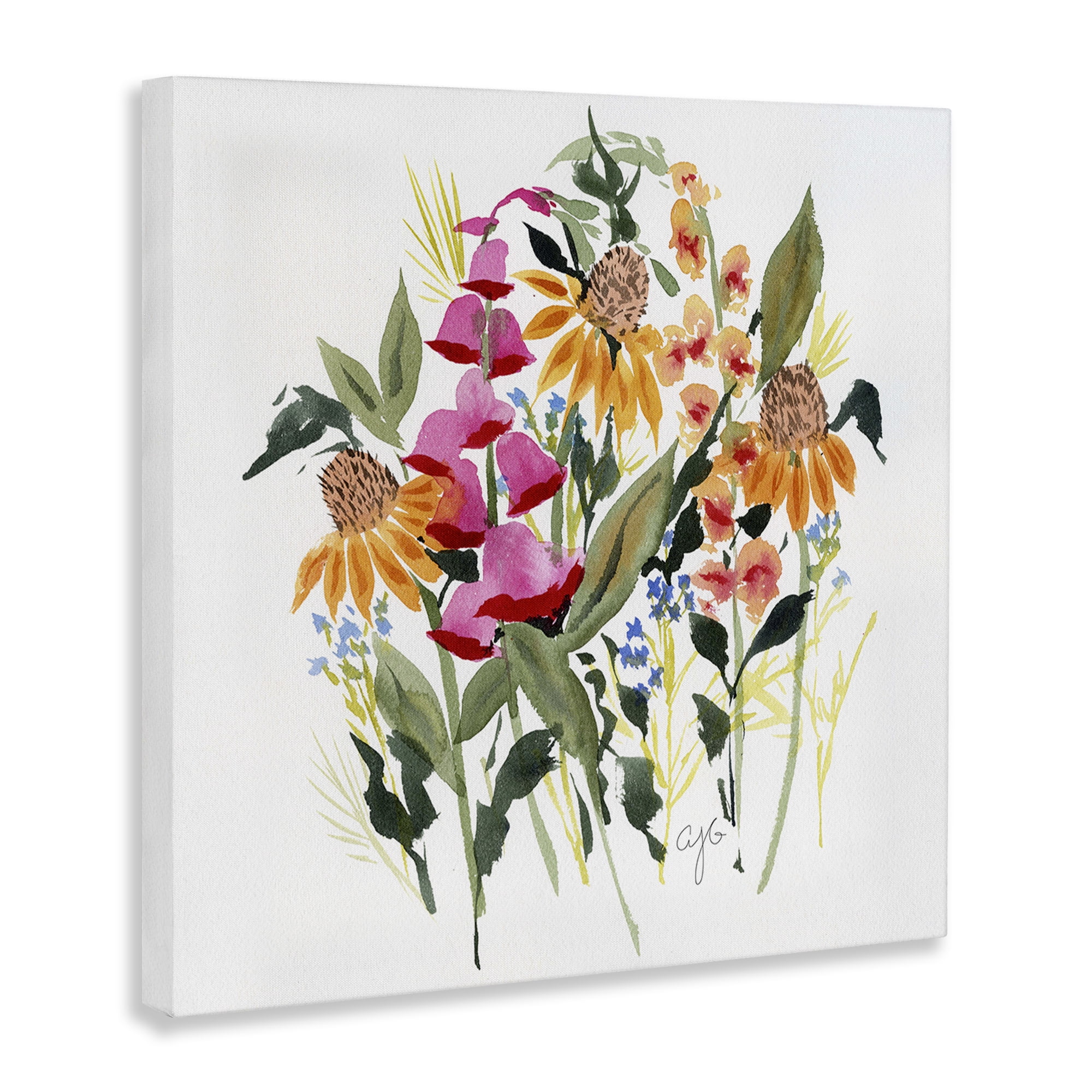 Stupell Industries Abstract Varied Bouquet Botanical & Floral Painting Gallery Wrapped Canvas Art Print Wall Art, 17 x 17