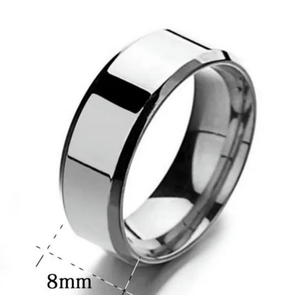 EOEMY Men Titanium Stainless Ring Lover Couple Rings Jewelry Vintage Cool Rings Gifts-Silver-8
