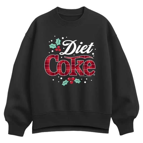 Coca-Cola - Diet Coke Christmas Plaid Women's Oversized Fleece Crew Sweatshirt