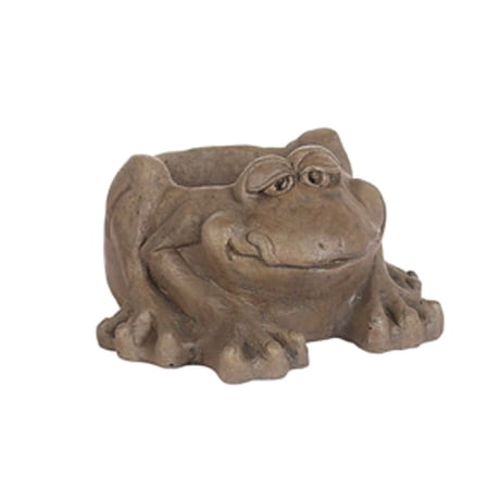 Solid Rock Stoneworks Sm Frog Planter- 4" Tall x 7" w x 7" Dia- Aged Pine