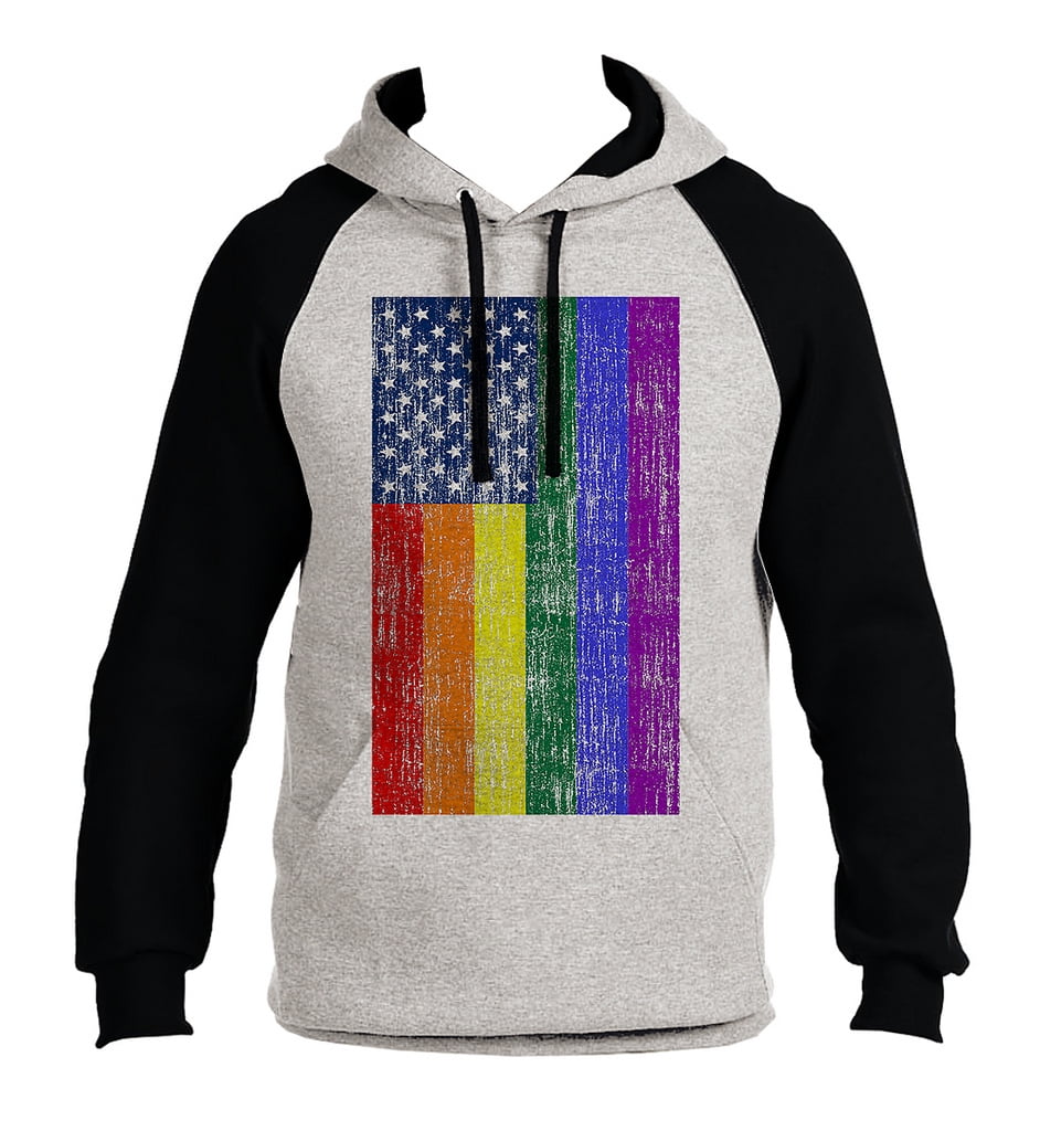 Rainbow American Flag Mens Sleeveless Full Zip Fleece Hoodie Gym Vest Tank