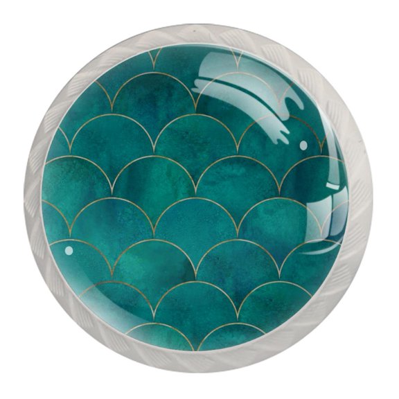 4 Pcs Peacock Mermaid Scale Knobs for Kitchen Cabinet Cupboard Dresser Bookcase Drawer Pulls Handles Round Home Decor