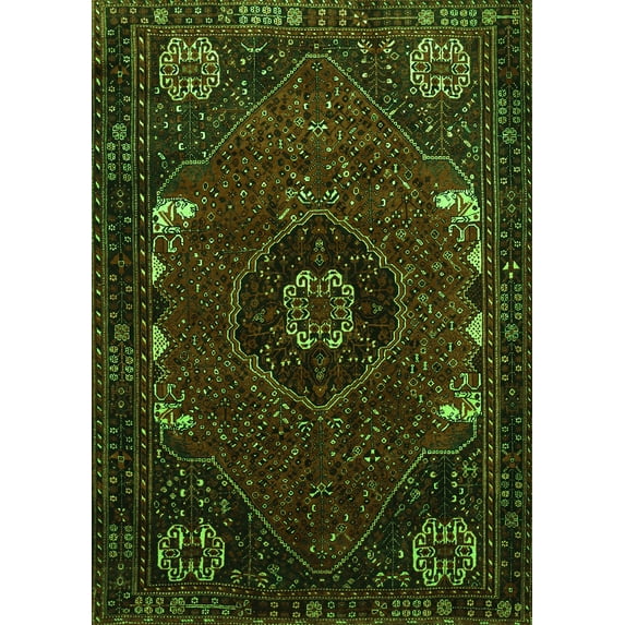 Ahgly Company Indoor Rectangle Persian Green Traditional Area Rugs, 7' x 9'