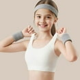 thumbnail image 4 of Crop Tops for Kids Student Girls Underwear Bras Teen Girls Wireless Seamless Bra with Removable Pad Training Sports Cropped Tops White 12-13Y, 4 of 5