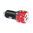 thumbnail image 3 of fashionhome Car USB Charger Rhinestone Decoration Dual USB Phone Tablet Charging Adapter DC 5V 2.1A, Red, 3 of 9