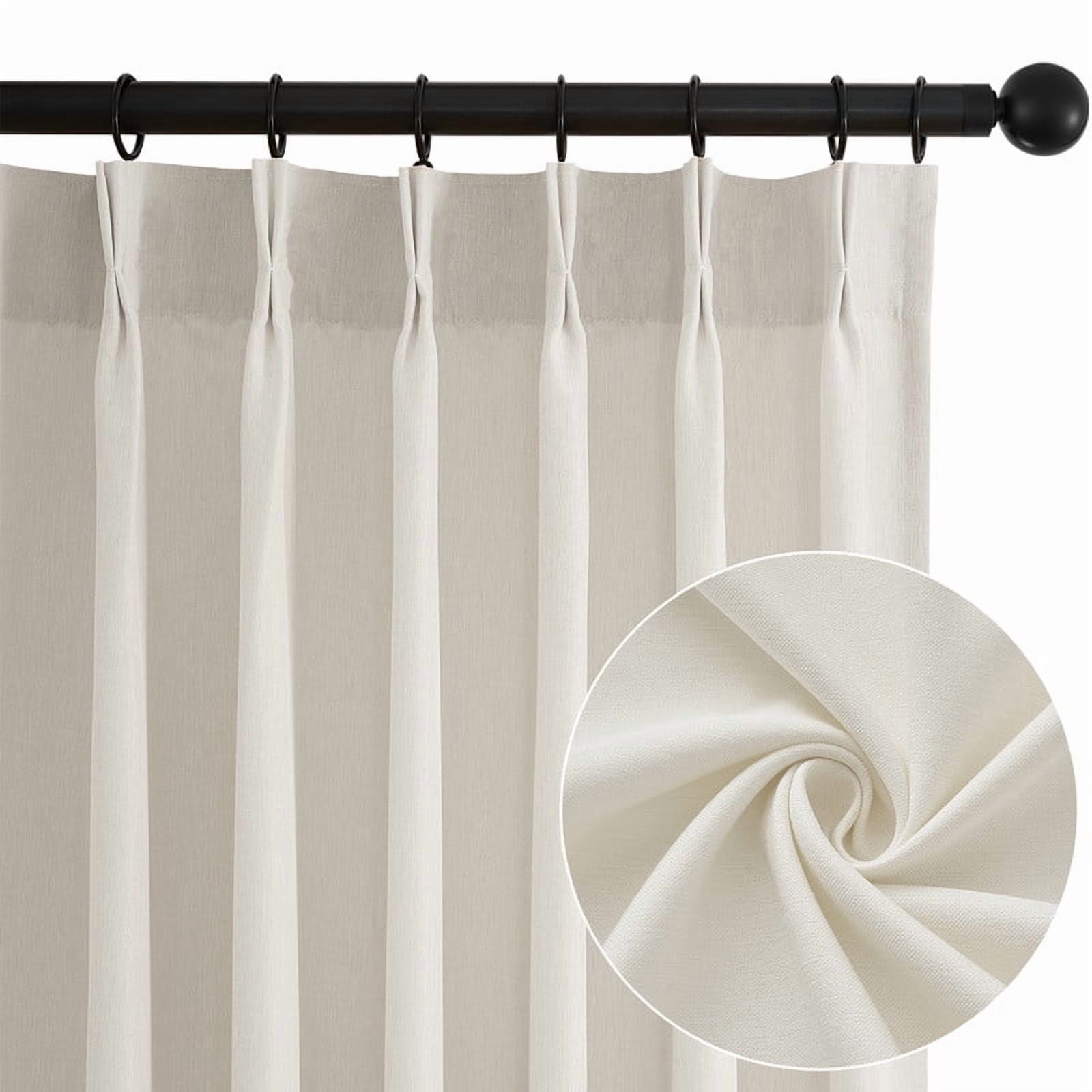 Topfinel Light Filtering Curtains Natural Pinch Pleated Drapes Back Tab Pinch Pleat Hooks Rings Window Treatments for Living Room Bedroom, Ivorybeige, 40x96 inch, 2 Panels