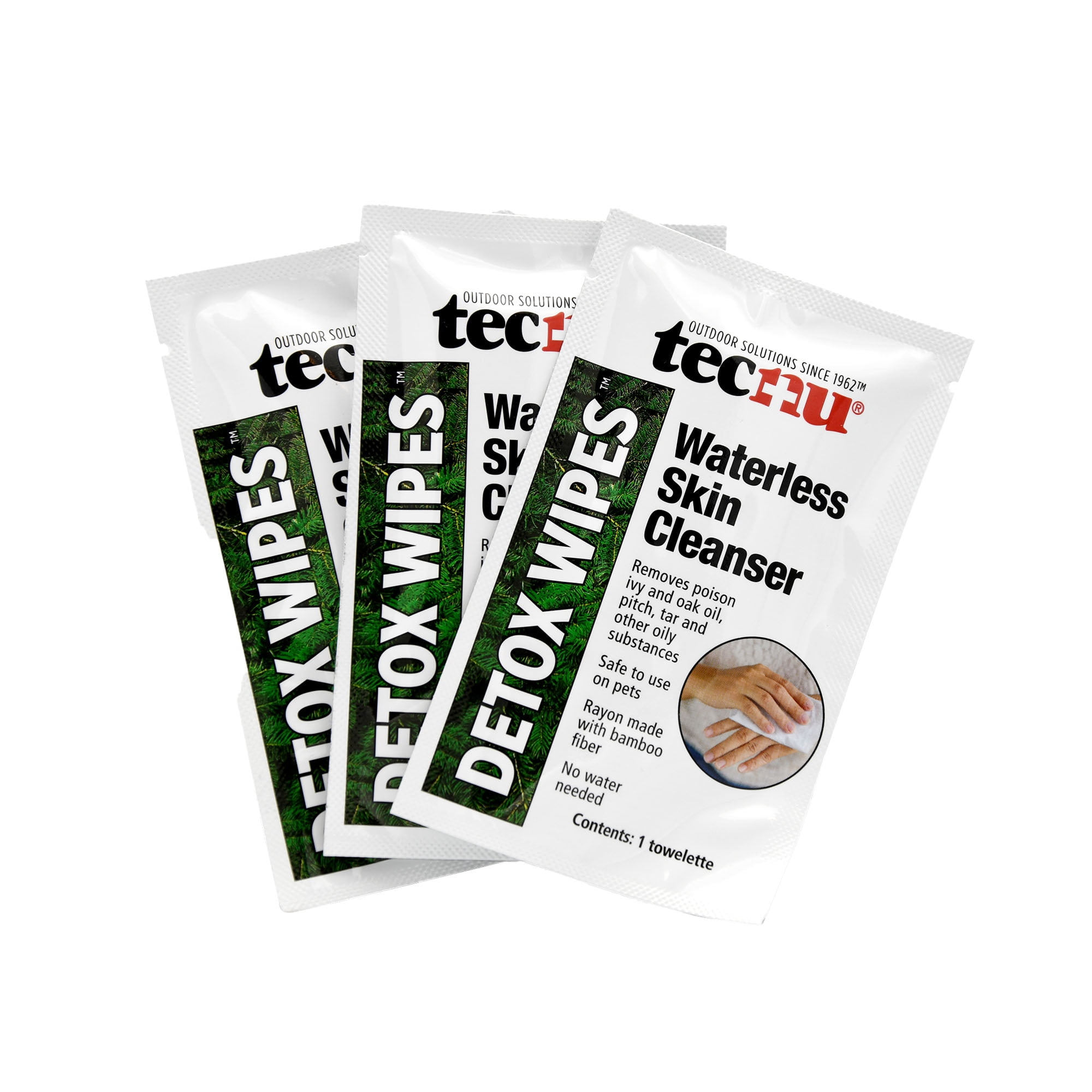 Tecnu Detox Wipes, poison ivy wipes, large individual wipes remove rash causing oil from skin, waterless, also for poison oak and poison sumac