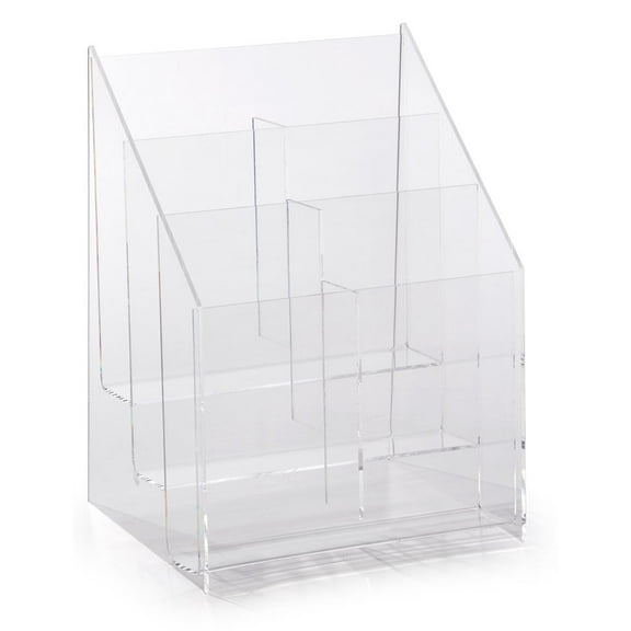 Clear Acrylic Literature Holder Displays (6) 4 x 9-Inch Brochures, 11-5/8 x 8-5/8 x 7-Inch, Tiered Design, Countertop Display - Sold In A Set Of 2