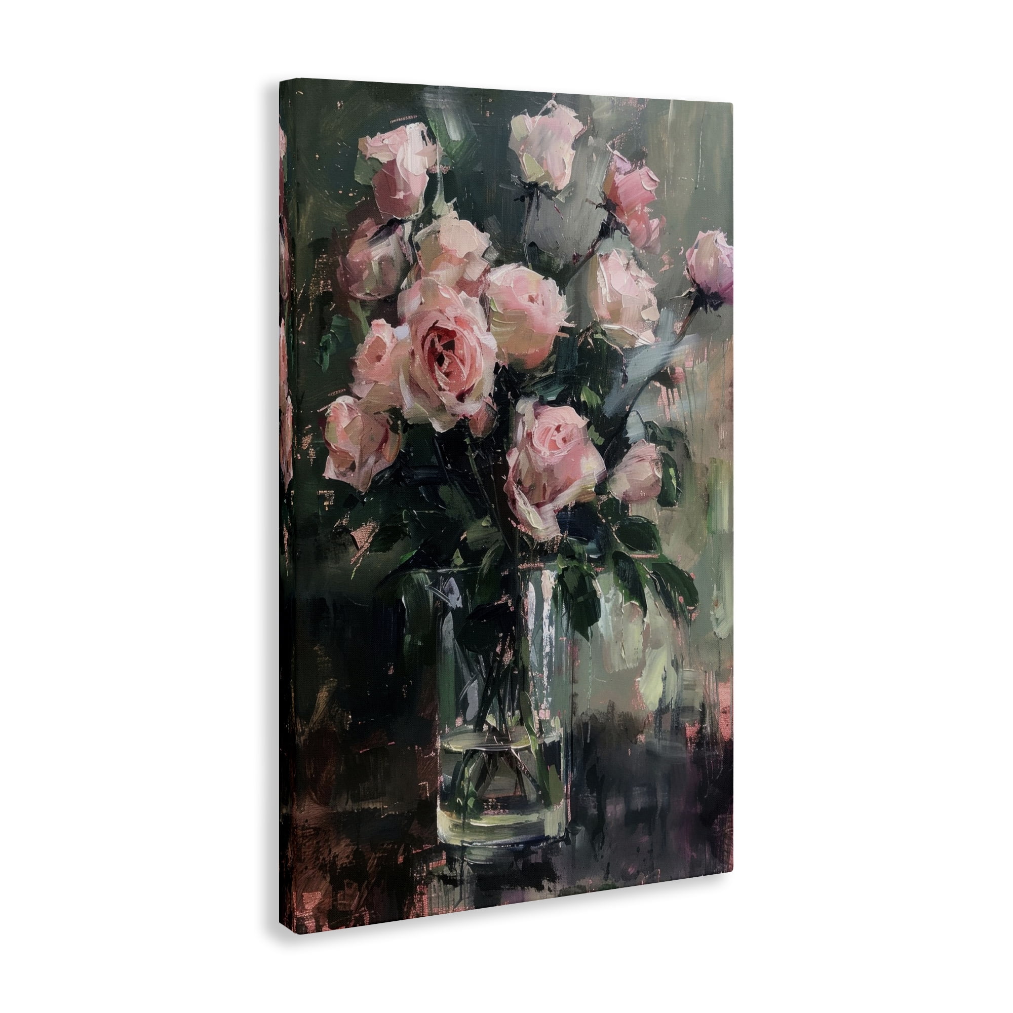 Stupell Industries Pretty Pink Roses Vase Plants & Flowers Painting Wrapped Canvas Art Print Wall Art, 16 x 24