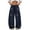 Navy, variant on Unisex Embroidered Puppy Wide Leg Sweatpants - Elastic Drawstring Baggy Casual Trousers, Gray Size L