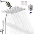 thumbnail image 1 of Regadera para Baño con Filtro, 10" Combo de Cabezal de Ducha de Lluvia de Alta Presión con Ducha de Mano, 2 Cartuchos Filtro Reemplazables, Manguera de 1,5 Metros y Todos Los Accesorios, Plata, 1 of 8
