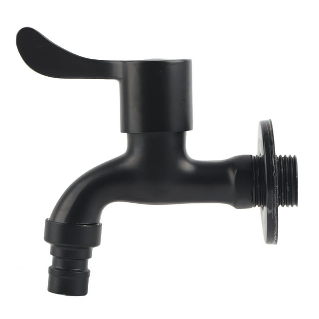 Grifo de cocina o baño de acero inoxidable negro montado en la pared para uso en lavadora