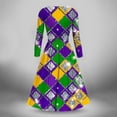 thumbnail image 4 of Hueook Wedding Guest Dresses for Women Fall Dresses Ladies' Printed Style Long Sleeved V-neck Dress Multicolor S, 4 of 5