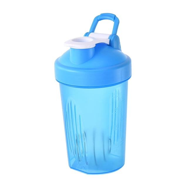 Botella coctelera deportiva, vaso para batidos con escala, botella mezcladora a prueba de fugas, tazas agitadoras para leche, agua, batidos, mujeres, Azul