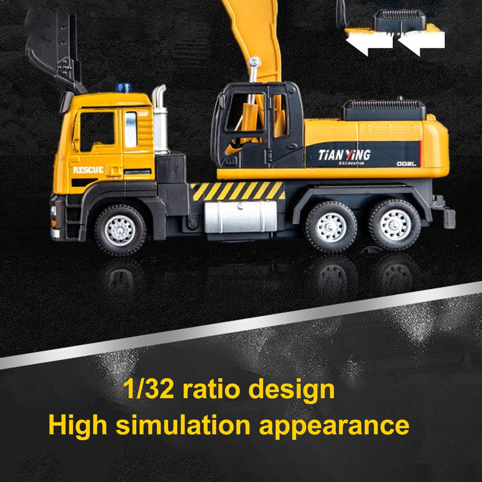 Camion Malaxeur RC 1:32 – Articulations Mobiles, Lumières, Télécommande 2,4 GHz