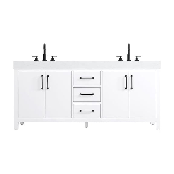 Elegant Kitchen and Bath 72 inch Double Bathroom Vanity In White