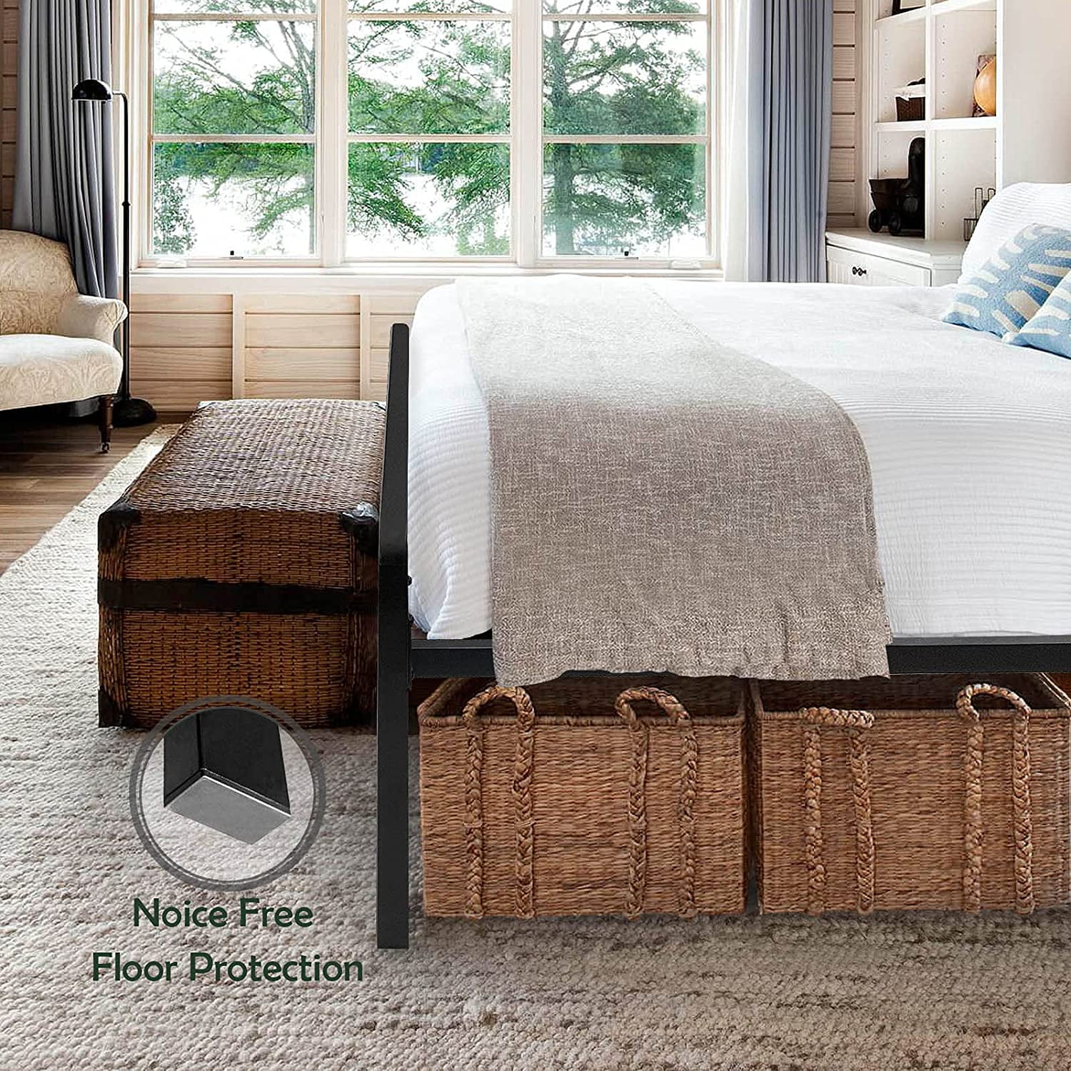 JOM King Size Bed Frame with Headboard, Storage, No Box Spring Needed, Heavy Duty Metal & Wood Platform, Black - Walmart.com JOM King Size Bed Frame with Headboard, Storage, No Box Spring Needed, Heavy Duty Metal & Wood Platform, Black - Walmart.com